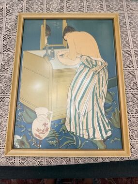 Vintage Mary Cassat Woman Bathing Impressionalism
